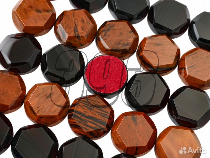 Фишки для нард 29 мм Грани (обсидиан корич (39814)