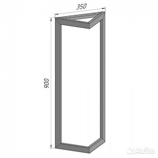 Подстолье опора для стола 900 350 40х20 треугольное металлическое барное черное Лофт