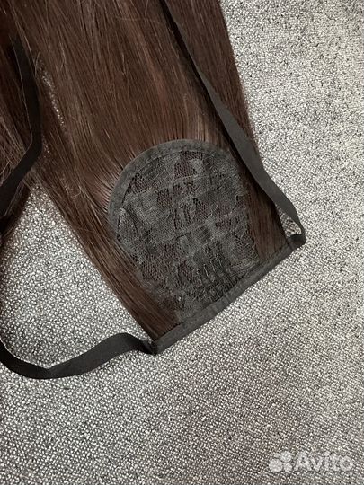 Хвост шиньон для волос каштаново-коричневый