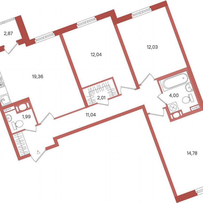 3-к. квартира, 78,7 м², 2/11 эт.