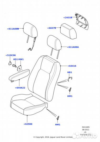 Обивка спинки discovery 4 2010 - 2016 LR024362