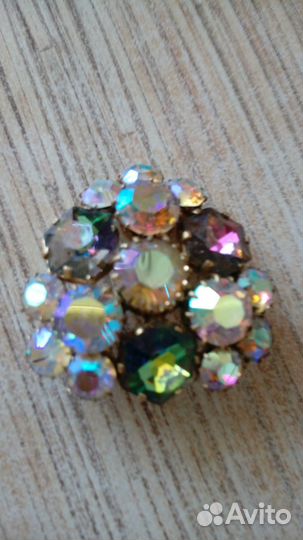 Брошь винтаж кристаллы Аврора Бореалис Чехия