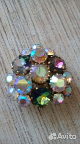 Брошь винтаж кристаллы Аврора Бореалис Чехия