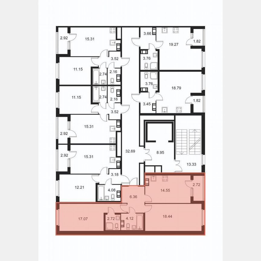 2-к. квартира, 64,6 м², 8/9 эт.