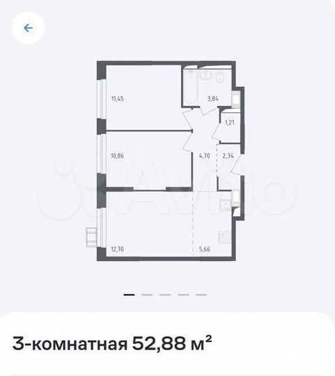 3-к. квартира, 52,8 м², 16/17 эт.