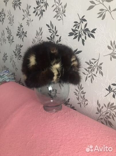 Шапка норковая вязанная б/у 58 размер