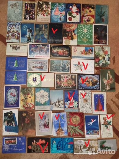 Открытки новогодние подписанные. СССР