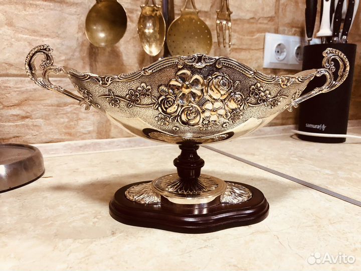 Ваза для фруктов мельхиор