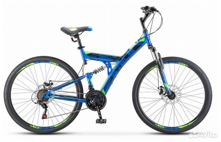 Велосипед 27,5д. Stels focus, синий-неоновый-зелен