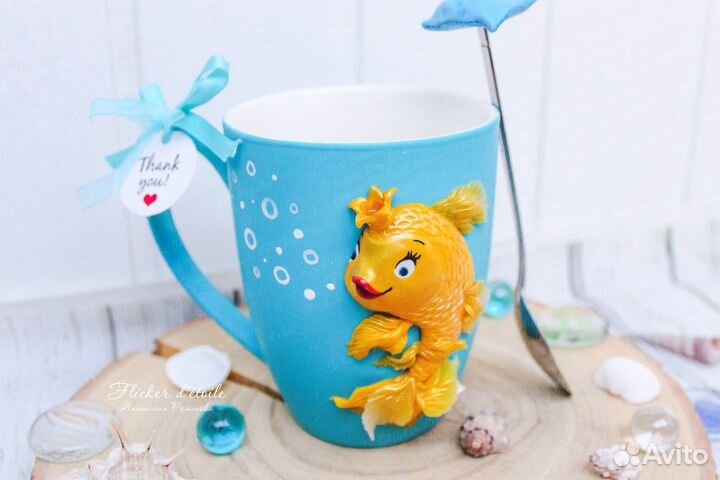 Золотая рыбка. Декор кружки на заказ