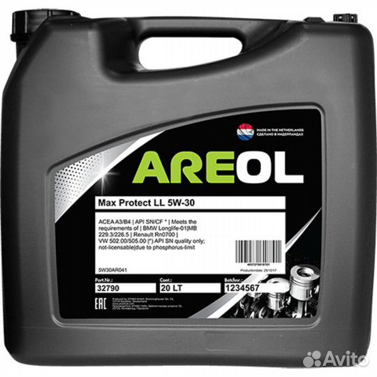 Areol Max Protect LL 5W30 (20L) масло моторное