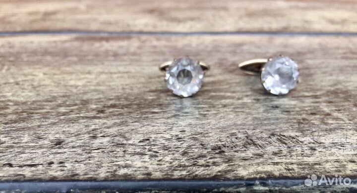Запонки серебро СССР горный хрусталь