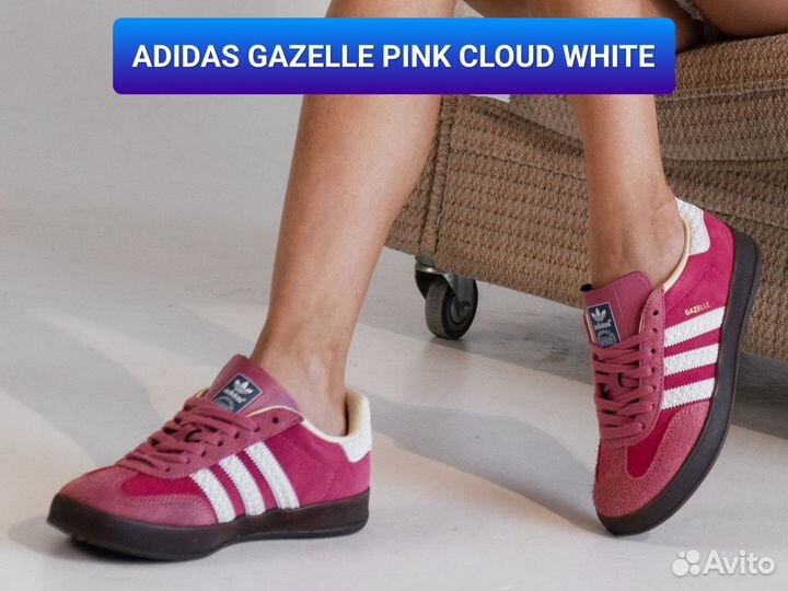 Женские кеды Adidas Gazelle Pink Cloud White