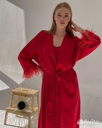 Халат красный