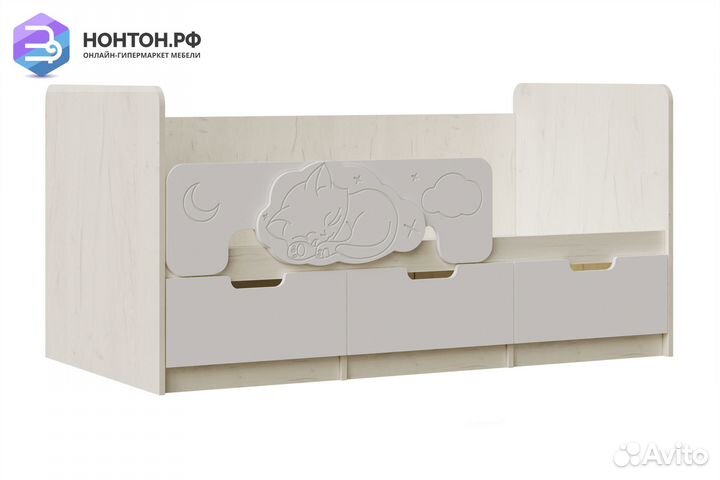 Кровать Юниор-4 шарли белый / дуб крафт белый