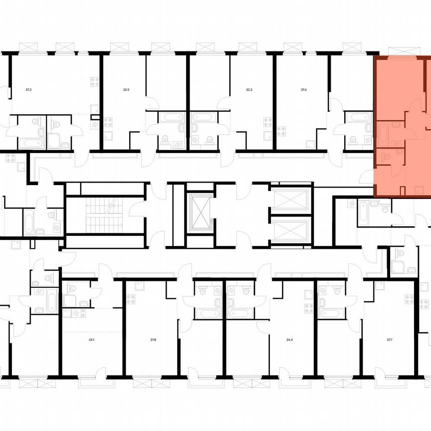 2-к. квартира, 57,5 м², 10/25 эт.