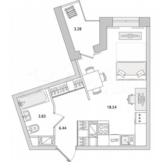 Квартира-студия, 32,1 м², 12/17 эт.