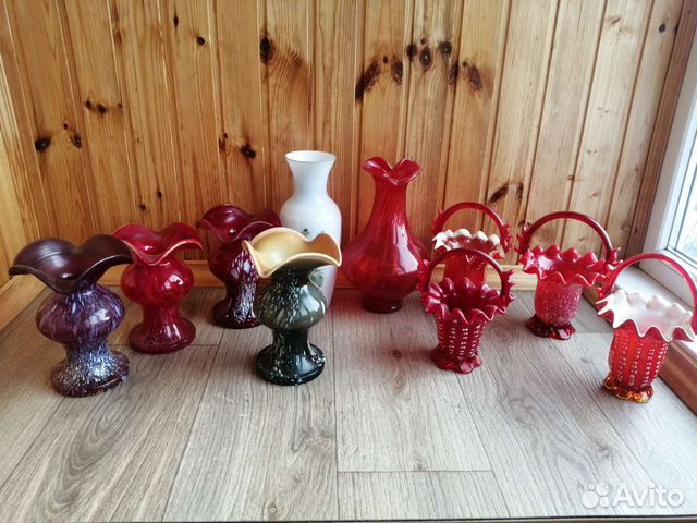 Вазы конфетницы цветное стекло СССР