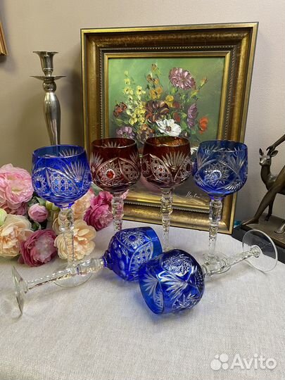 Старинные хрустальные бокалы для вина Германия