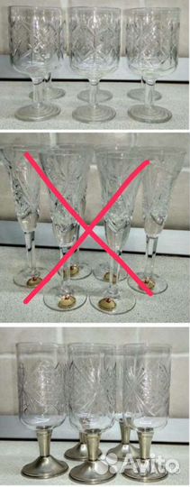 Рюмки хрусталь/Чайник/Сахарница/Ладья/Солонка/СССР