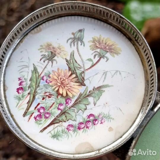 Оригинальный старинный поднос, фарфор