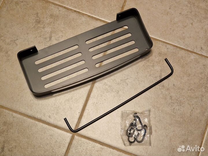 Полка новая, с крючками, металл,чёрный цвет