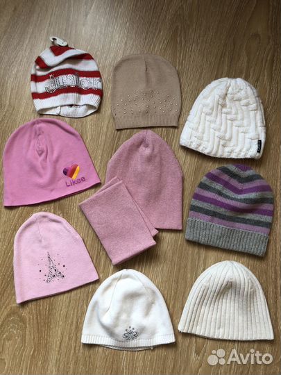 Шапки новые и б/у на девочек 50-52