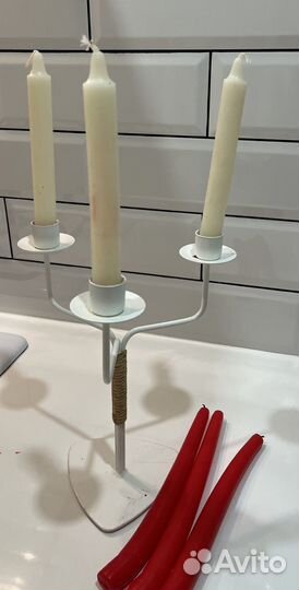 Белый тройной подсвечник