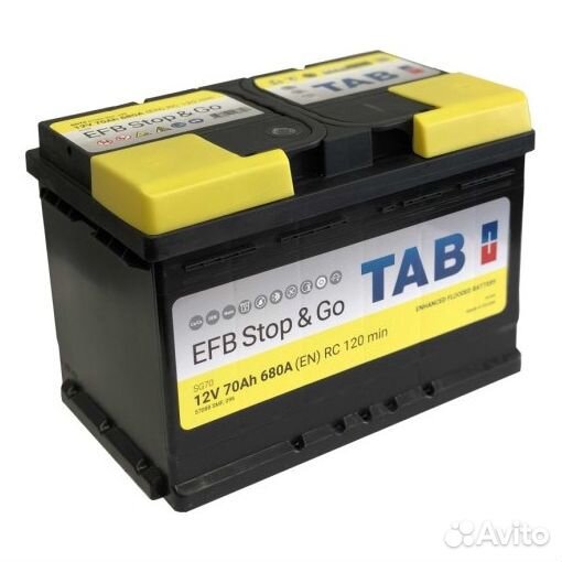 Акб 70Ач TAB EFB 3 года гарантия 278*175*190