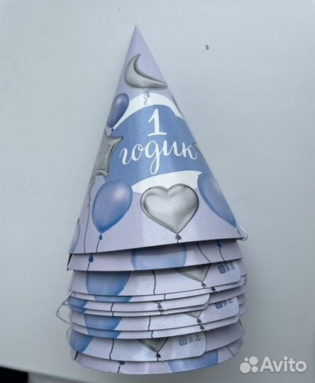 Набор посуды и колпачков на годик для мальчиков