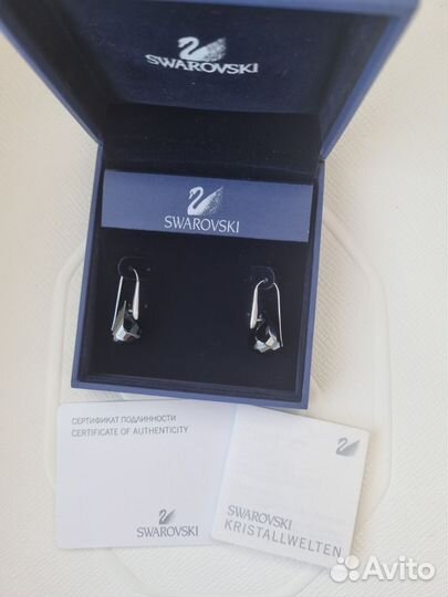 Серьги Lunar Swarovski серые оригинал