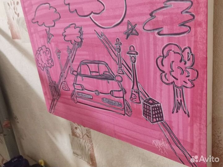 Картина чернилами 30х40 с креплением