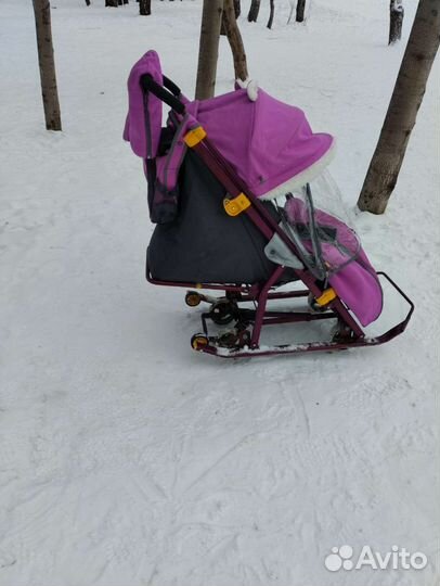 Детские санки коляска с колесами