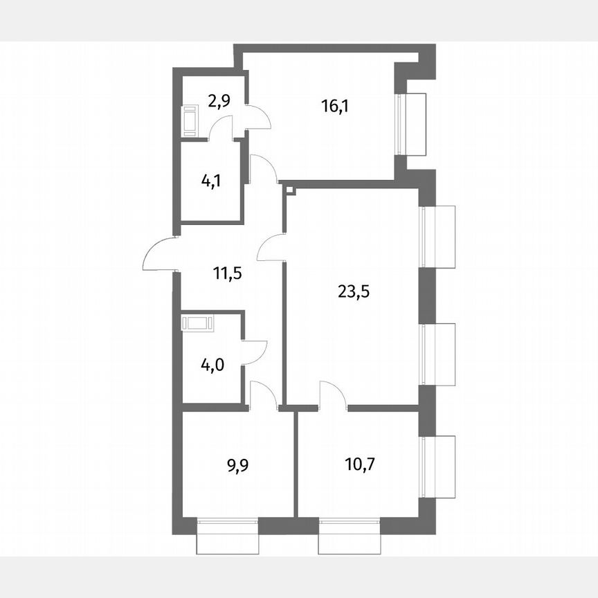 3-к. квартира, 82,7 м², 5/6 эт.