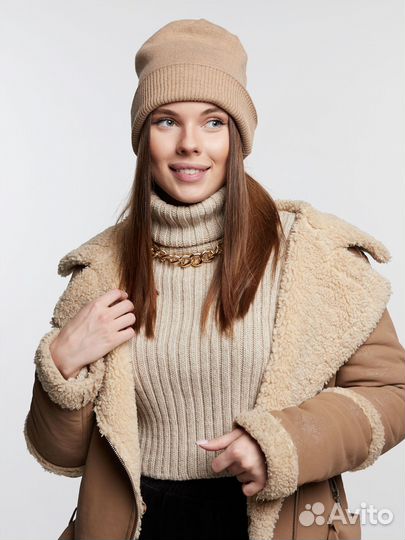 Двойная теплая шапка мелкой вязки Шапки Оптом