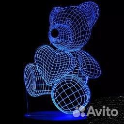 3D Светильник Мишка с сердцем