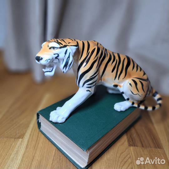 Статуэтка винтажная Тигр Шерхан, фаянс, СССР