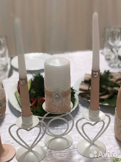 Декорирование свадебное шампанское, фужеры, свечи