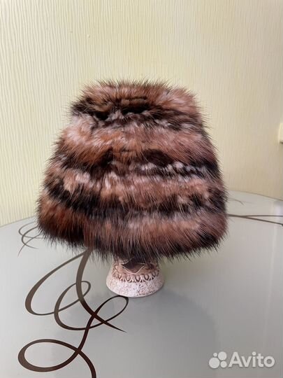 Шапка норковая вязаная