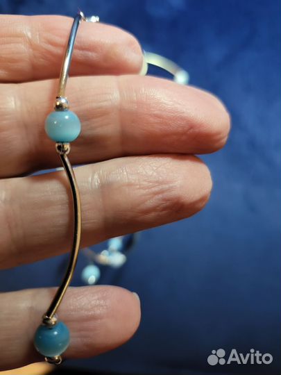 Чокер серебро, лунный камень