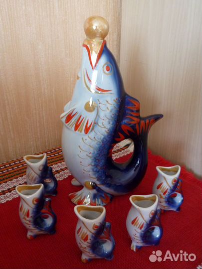 Графин-штоф Рыба со стопками СССР