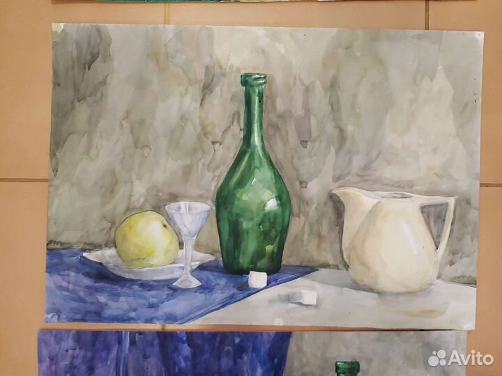 Картина акварель натюрморт с лимоном