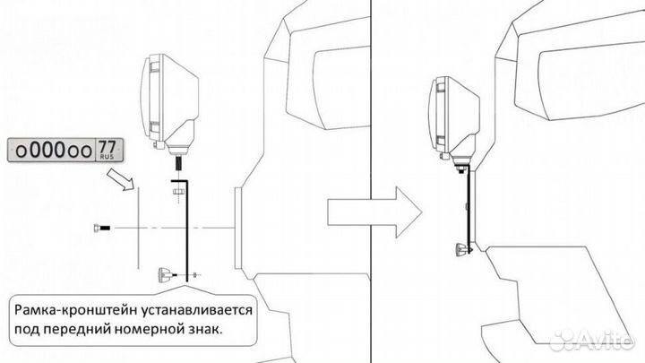 Кронштейн под номерной знак для дополнительных фар