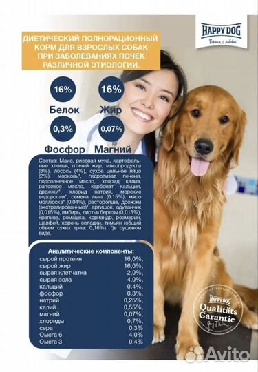 Сухой корм для собак Happy Dog renal 4 кг