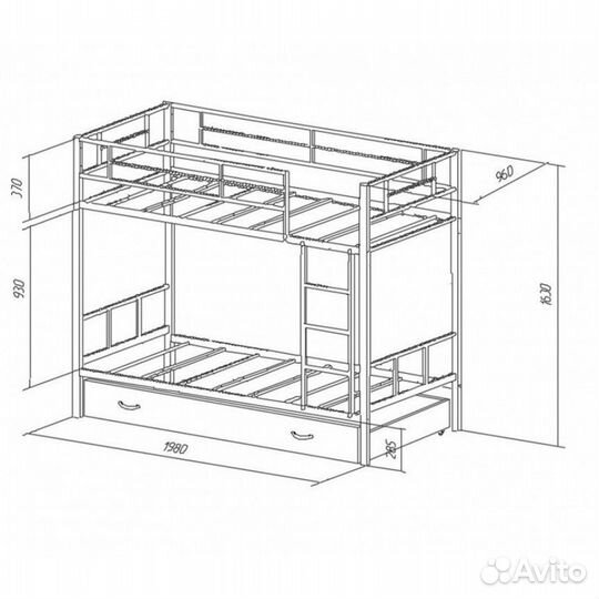 Двухъярусная стальная кровать