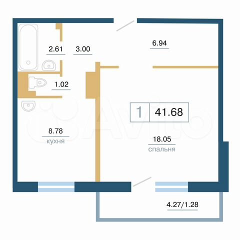 1-к. квартира, 41,7 м², 16/17 эт.
