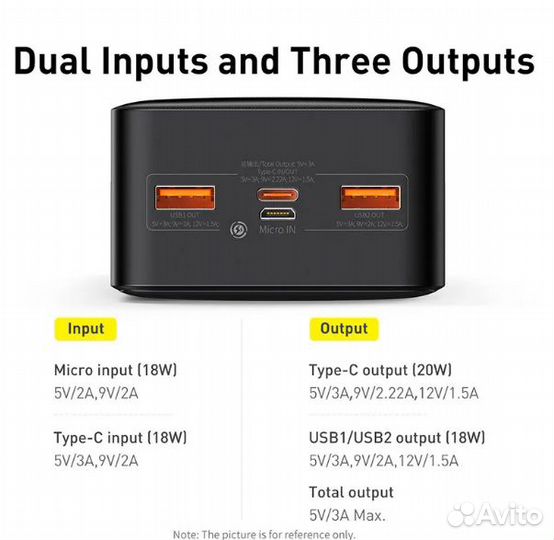 Внешний аккумулятор Baseus 30000 mAh 20w Новый