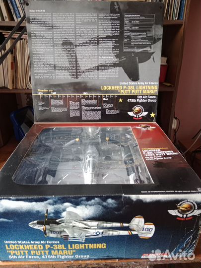 Модель самолёта lockheed P-38L liqhtninq М 1:18