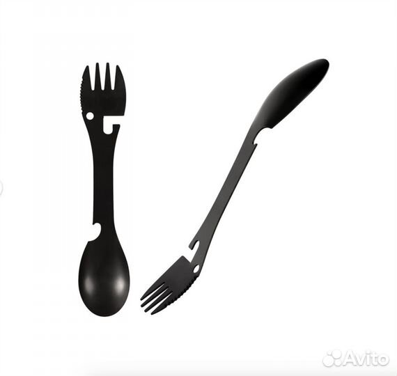 Туристическая ложка - вилка 5 в 1, Черная