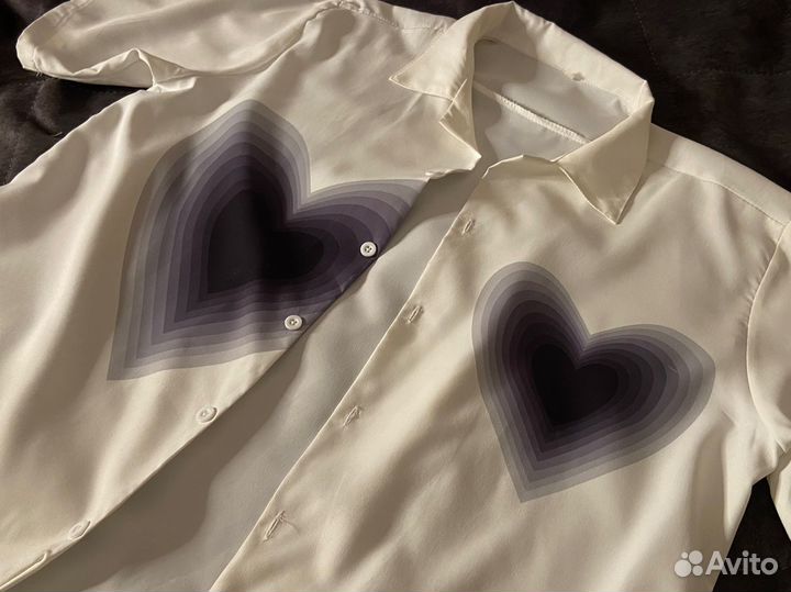 Y2k рубашка с сердечками корейский стиль